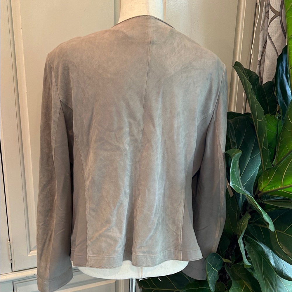 Lafayette 148 New York Olive Suede Leather Women's Jacket Size 16 - Picture 8 of 10